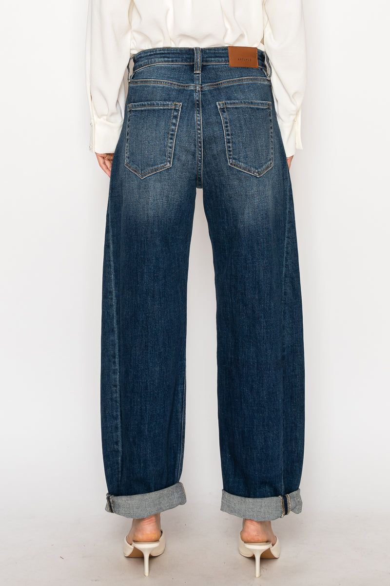 MARGAUX RELAXED TAPERED DARK WASH BARREL JEANS