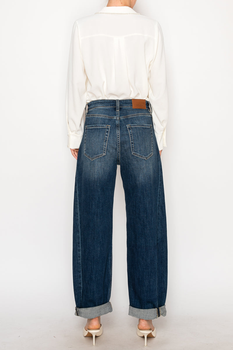 MARGAUX RELAXED TAPERED DARK WASH BARREL JEANS